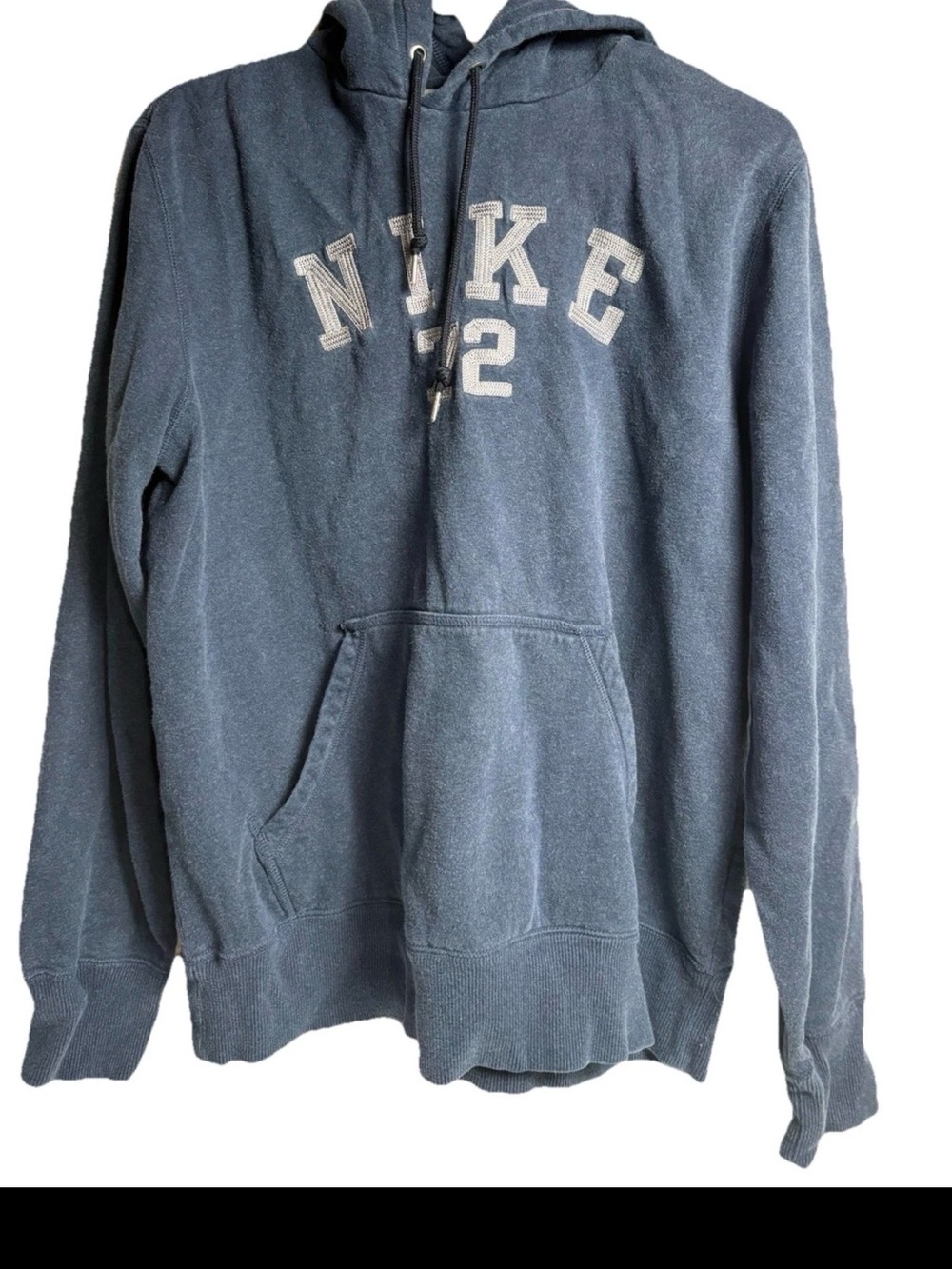 Nike Navy Blue Hoodie with White/Gray Embroidered Logo